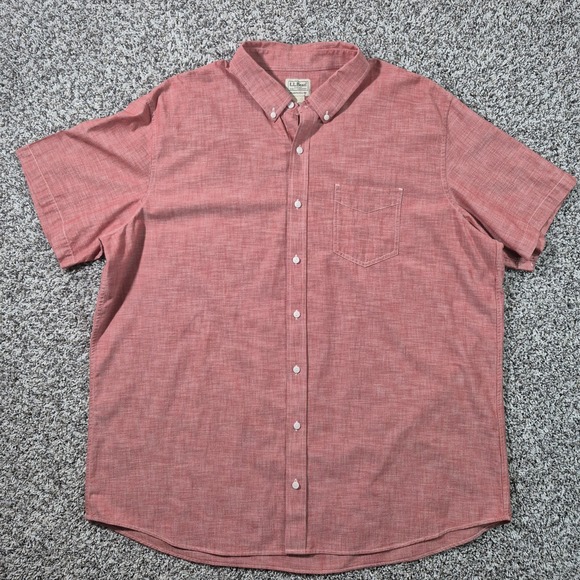 L.L. Bean Other - LL Bean Men's Traditional Fit Red Chambray SS Button-Front Shirt Size 2XLT